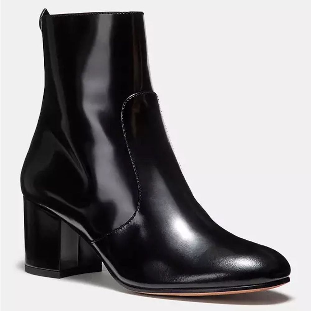 Coach Black Brushed Leather Ankle Boots (US9)